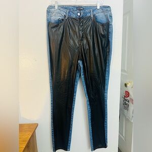 Denim leather jeans
